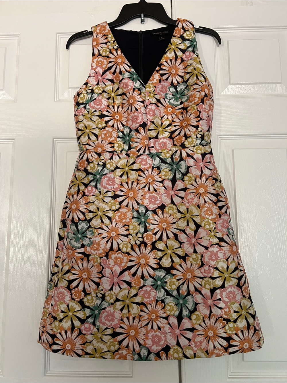 Banana Republic Pastel Multicolor Floral Embroidered V-Neck A-Line Mini Dress